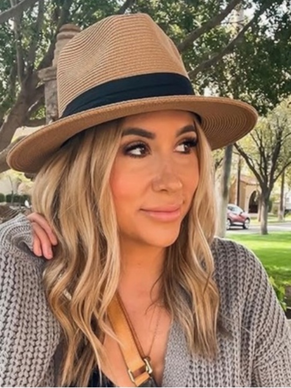 NEW: Stylish Tan Wide-Brim Fedora with Black Band